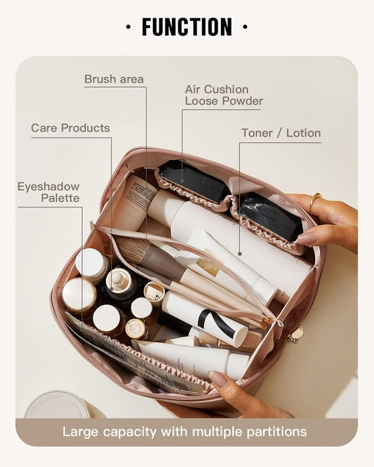 Large Travel Cosmetic Bag – Flat Lay Organiser with Compartments