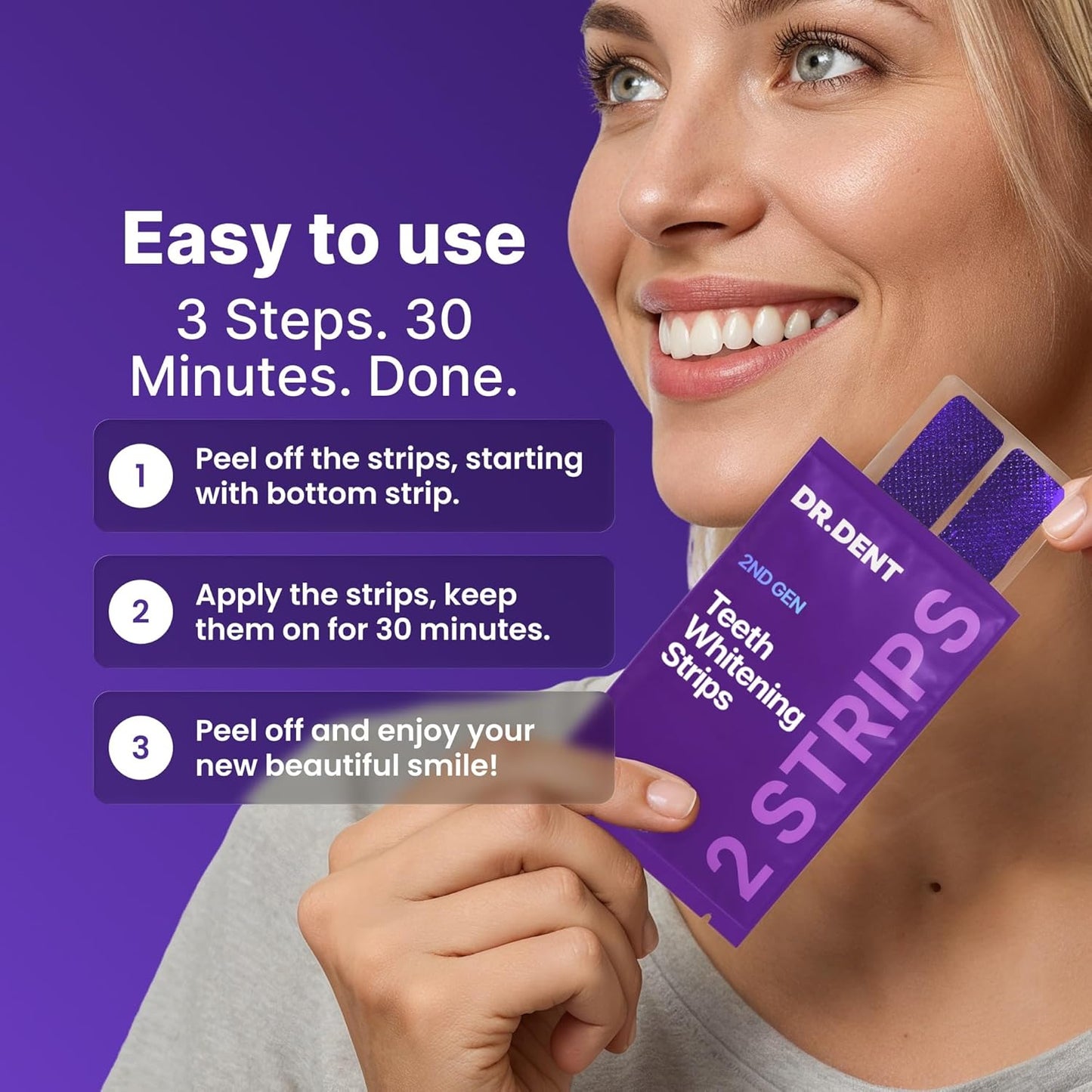 DR.DENT Teeth Whitening Strips – Peroxide-Free Whitening for a Brighter, More Confident Smile