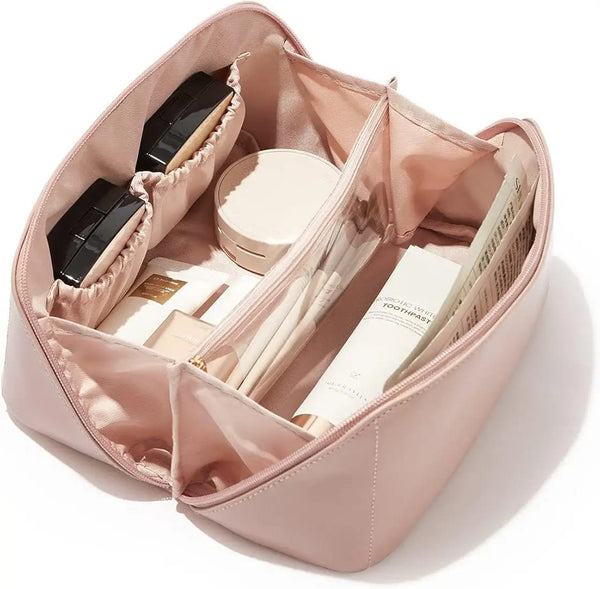 Large Travel Cosmetic Bag – Flat Lay Organiser with Compartments