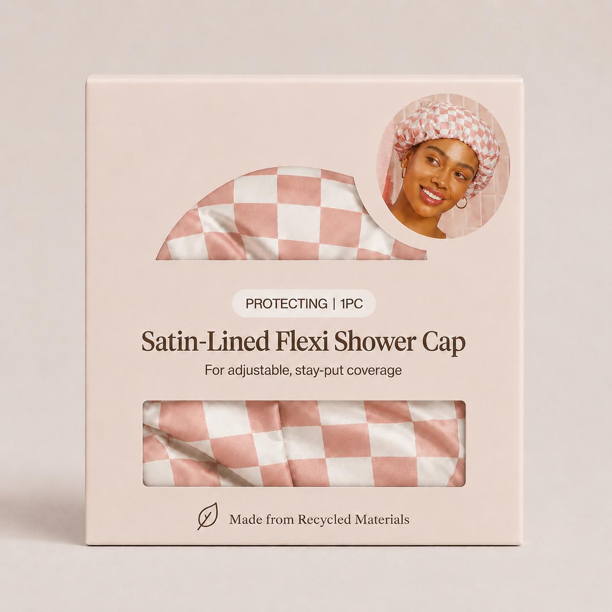 Premium Satin-Lined Flexi Shower Cap for Women