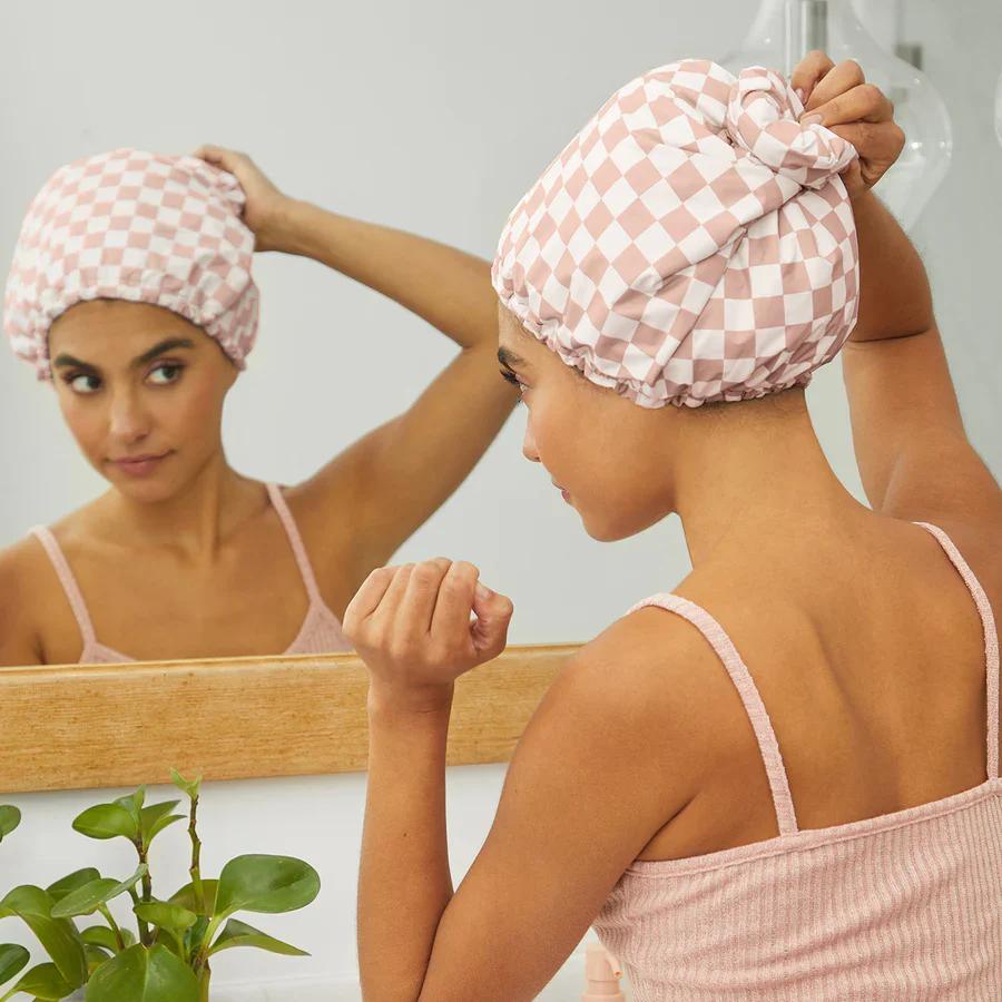 Premium Satin-Lined Flexi Shower Cap for Women